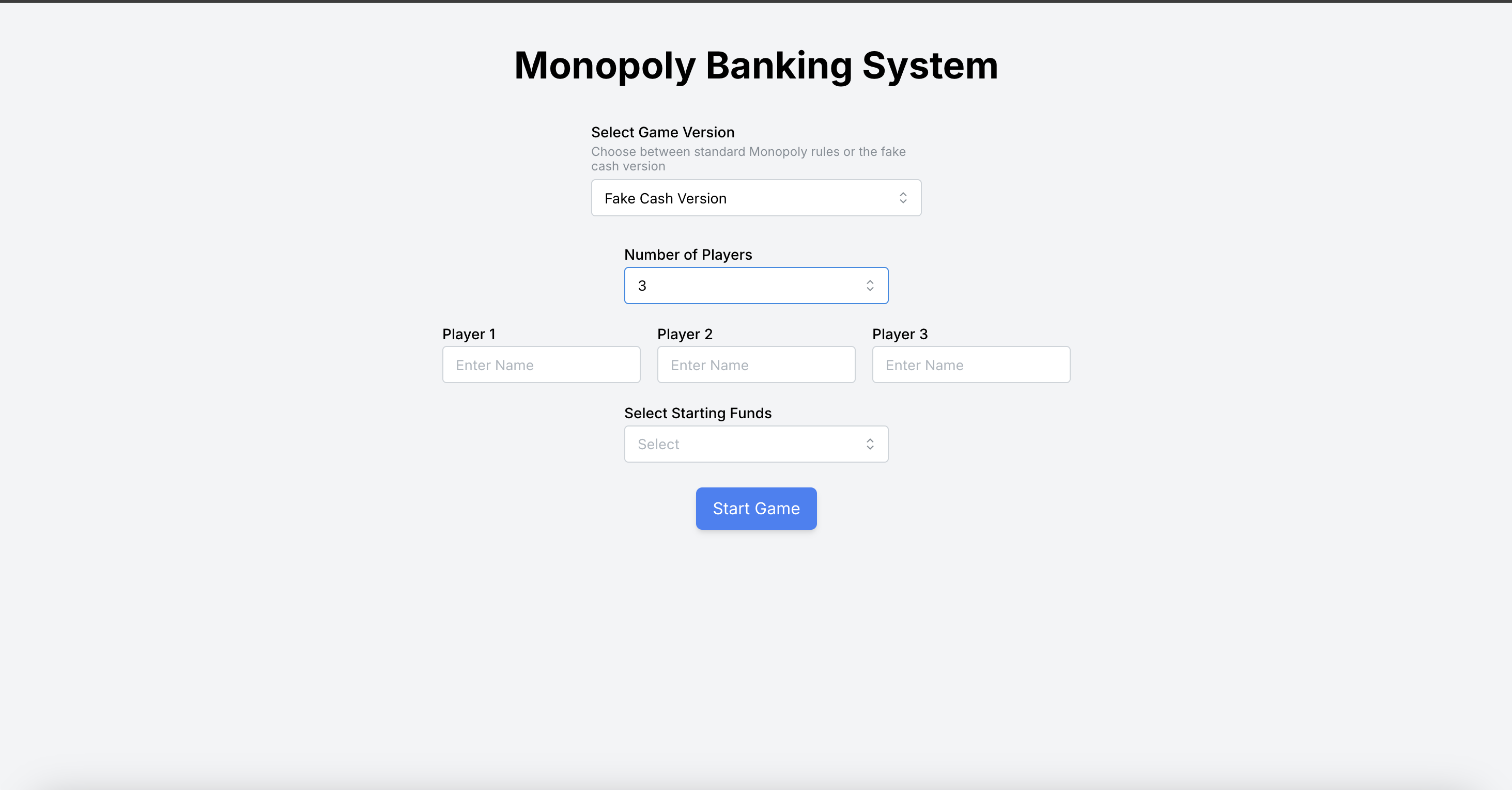 Online Monopoly Banking System